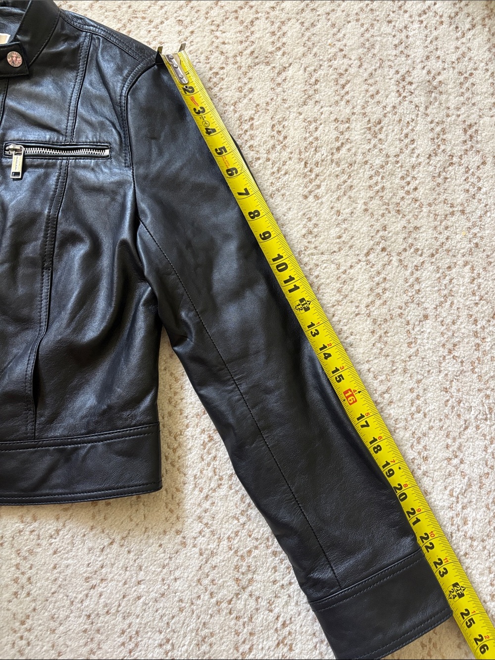 Michael Kors Real Lambskin Leather Moto Biker Jacket Size Small S Black - Picture 14 of 15